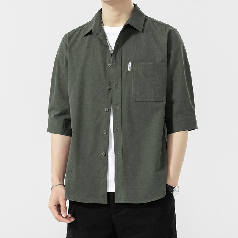 A new summer collection of pure cotton short-sleeved shirts for men, a no-iron three-quarter sleeve washable shirt coat, a casual and versatile top that is trendy Application Scenario