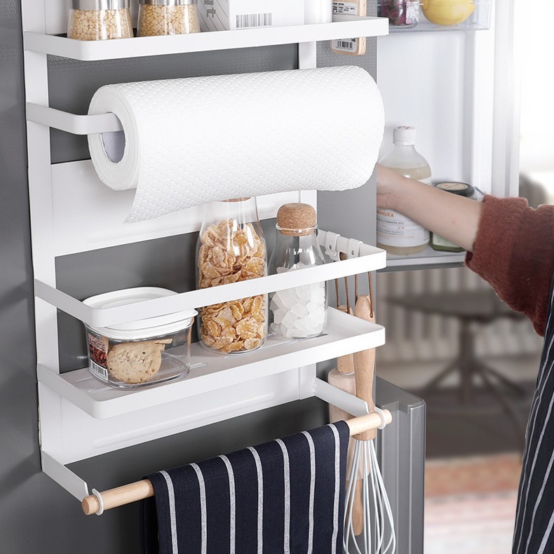 Refrigerator storage rack, multi-functional and multi-scenario, bathroom bath, washing and washing machine wall-mounted storage rack details Picture