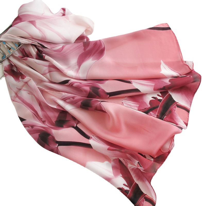 Silk Scarf Custom Logo Pattern Printed Small Square Scarf Female Silkworm Silk Scarf Shoulder Headband Streamers Custom Item Picture