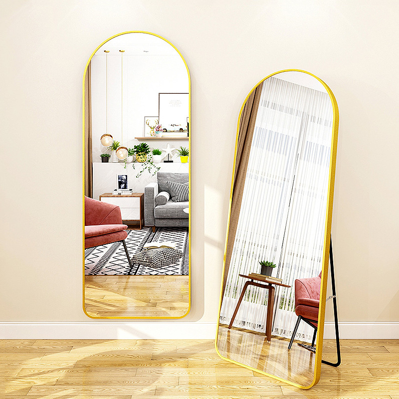 Full-Body Dressing Mirror Home Girls Bedroom Makeup Wall Hanging Small Wall Hanging Vertical Fitting Floor Mirror Ins Wind details Picture