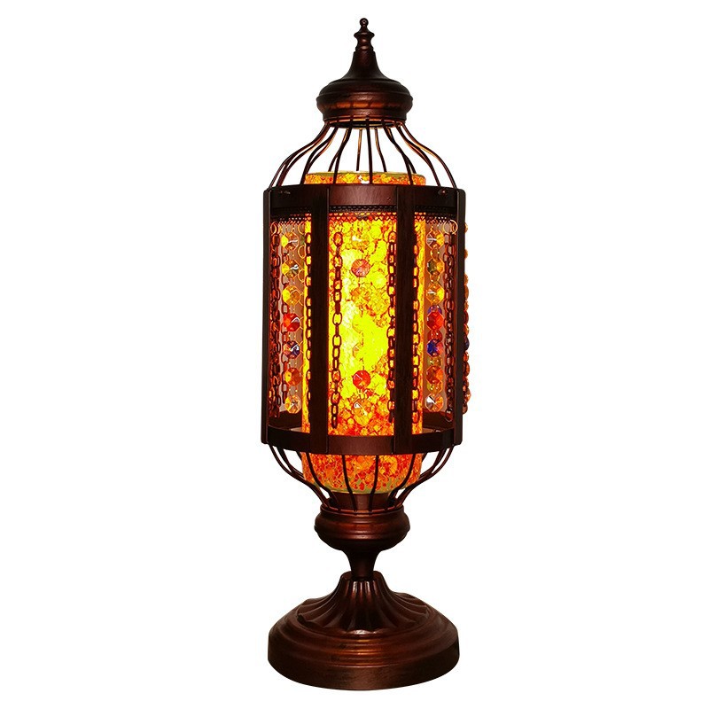 The popular "Exotic Earthy" retro table lamp features hand-pasted Mosaic glass, Bohemian coffee, and Xinjiang style details Picture