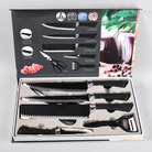 不锈钢3CR13黑波浪纹刀具六件套厨房菜刀厨师刀剪刀刀具礼盒套装