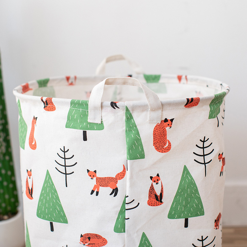 Can Be Set Cartoon Animal Canvas Storage Bucket Household Sundries Children Toy Doll Storage Basket Dirty Clothes Storage Basket Specification drawing