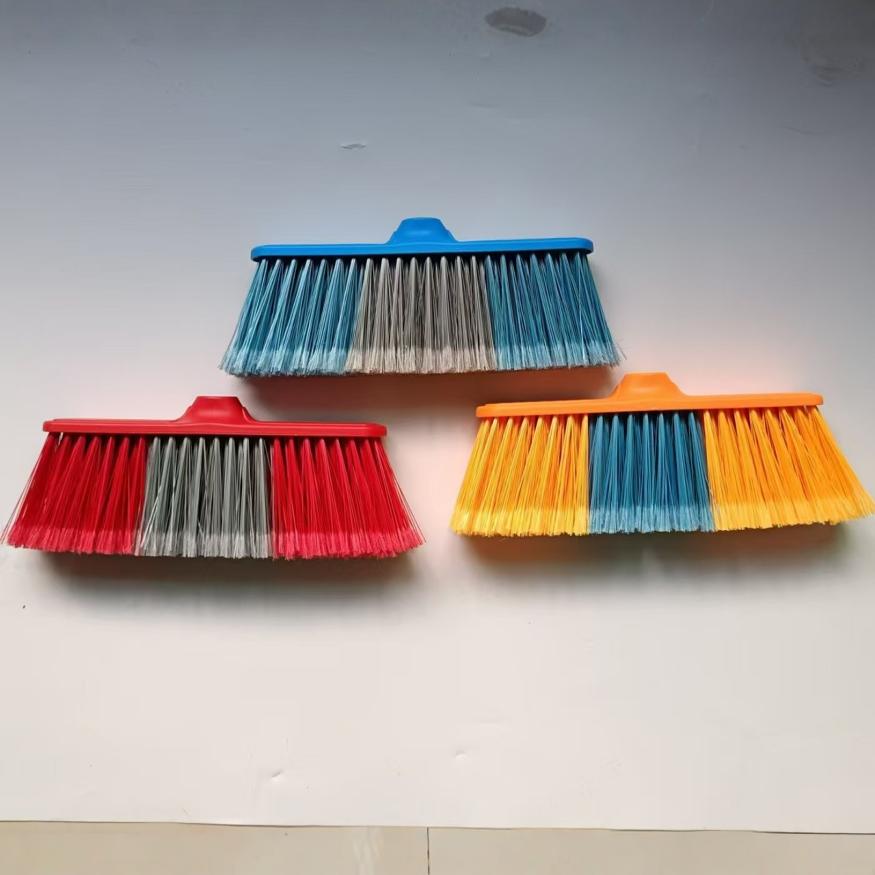 Hard-bristled single broom, open-bristled household outdoor sweeping broom, five-row plastic broom sweep