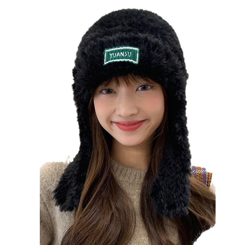 Add Fleece Warm Hat Autumn Winter Women's Northeast Winterproof Fleece Bag Knitted Hat Lamb Hair Cute Hat Item Picture