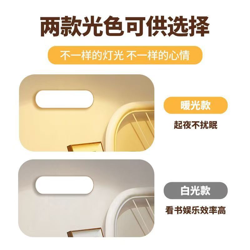 Human body intelligent sensing night light, charging button, dormitory light, press light, bedside light, study light, LED eye protection Specification image