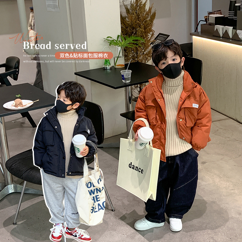 AOAOKIDS Children's cotton-padded Clothes 2022 Winter Collection New Trendy Korean-style thickened cotton-padded clothes for boys, children's bread jackets and cotton-padded jackets