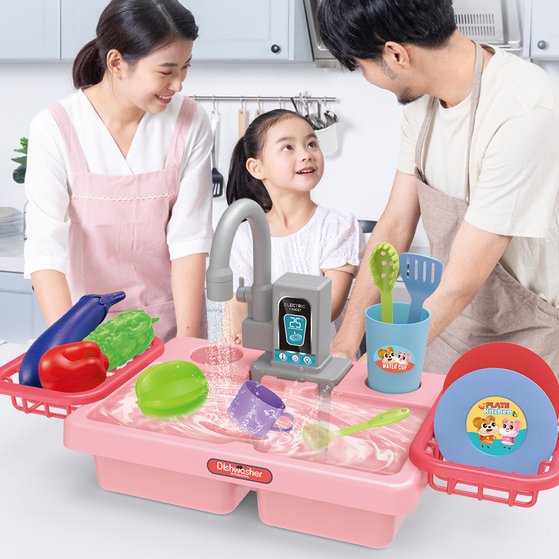 儿童过家家仿真洗碗机玩具 早教厨房仿真电动洗碗台出水洗菜玩具详情图2