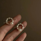 烟花祭~新款高级感法式锆石珍珠圆圈耳环迷你小众设计ins耳钉显瘦