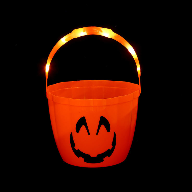 Halloween Children Carrying Candy Bucket Easter Atmosphere Decorative Bucket Carrying Plastic Light-Up Scare Prop Bucket Specification drawing