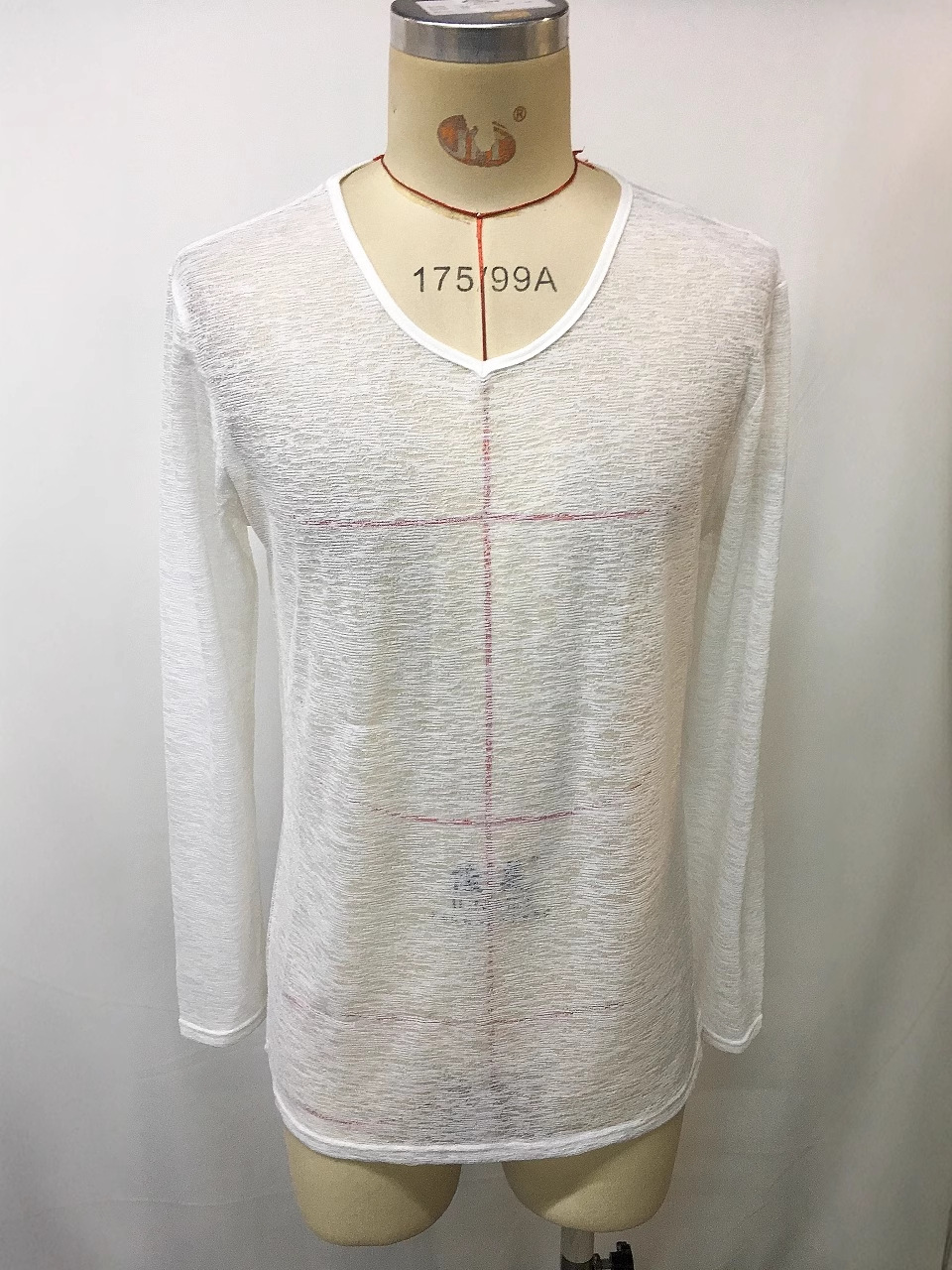 New cross-border large-sized men's solid color thin breathable long-sleeved T-shirt in beige loose style, available in stock Specification image