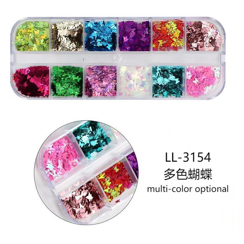 12格混装美甲亮粉五角星蝴蝶菱形桃心圆形亮片金箔贝壳饰品美容护肤彩妆详情15