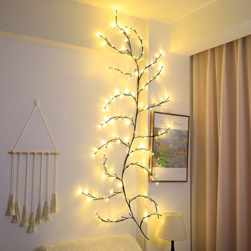 LED branch and rattan light Christmas decoration, flexible rattan light bedroom and living room warm atmosphere decoration light full figure