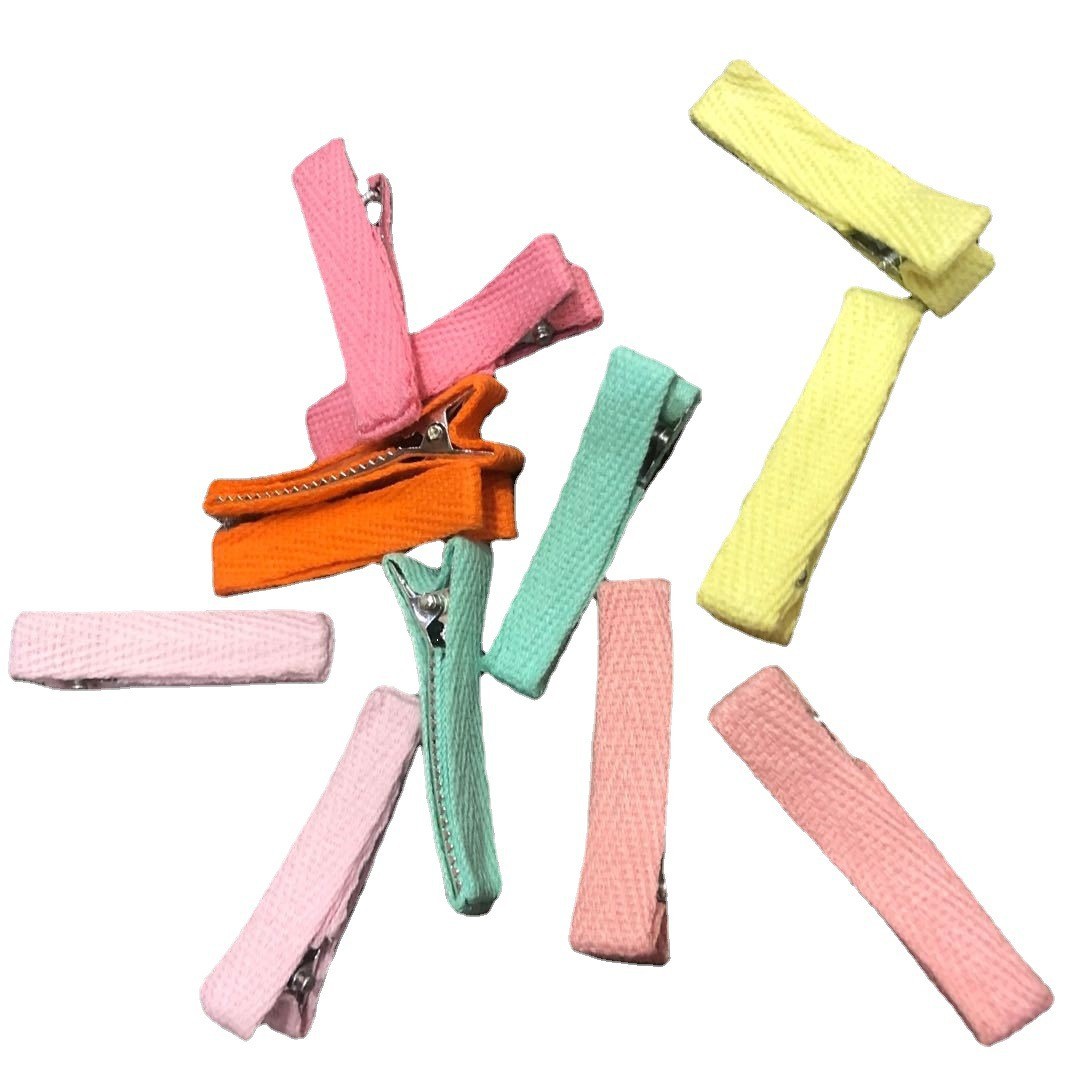 Diy Hair Accessories Herringbone Belt Wrap Cloth Children's Hair Clip 5Cm Cotton Double Fork Duck Beak Clip Accessories Manufacturers Direct Sales Item Picture