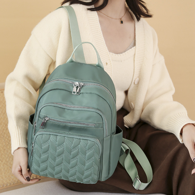 New Oxford cloth large-capacity backpack, fresh and simple, female student backpack, water-resistant multi-compartment schoolbag wholesale Specification image