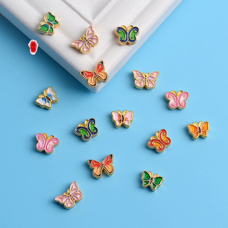 Butterfly Pendant Fresh Sweet Three-Dimensional Color Butterfly Pendant Hand Earrings Bracelet Necklace Alloy Diy Accessories