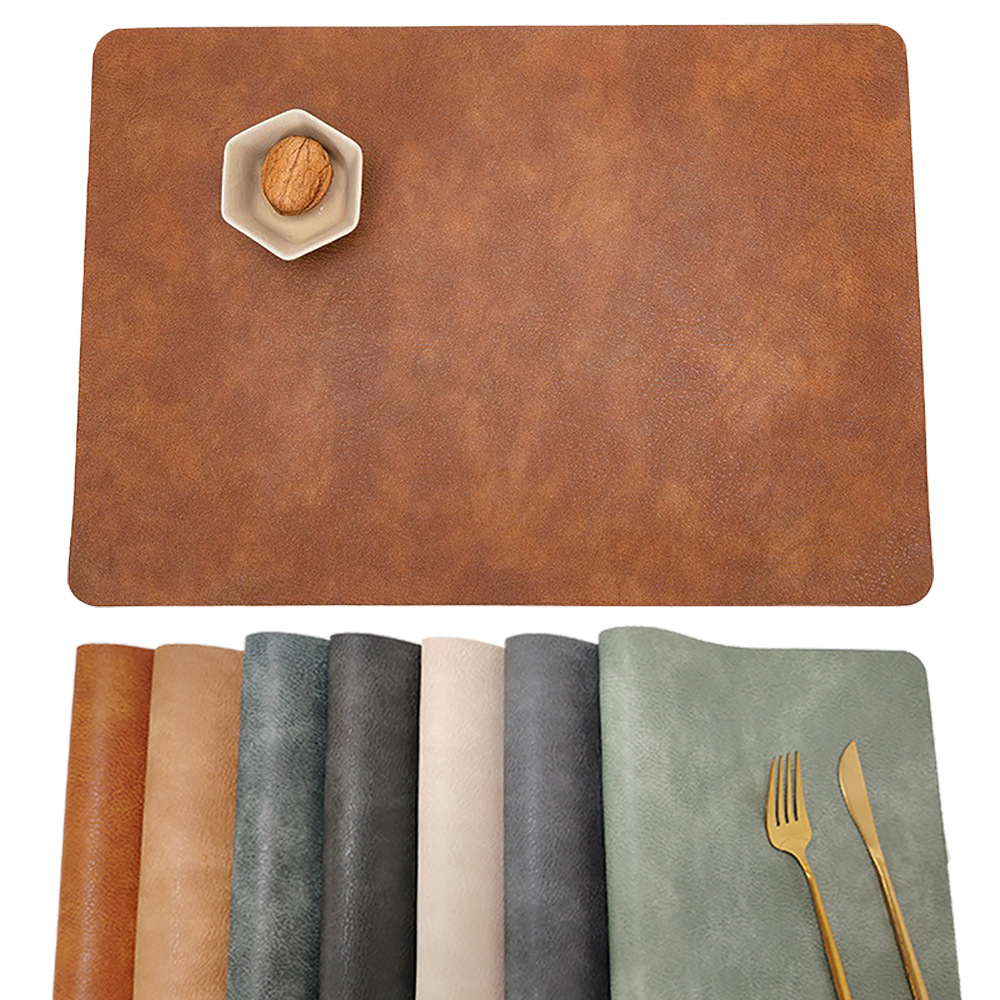 Nordic cowhide textured placemats, waterproof, double-sided heat-resistant, heat-insulating, high-end leather placemats, custom LOGO