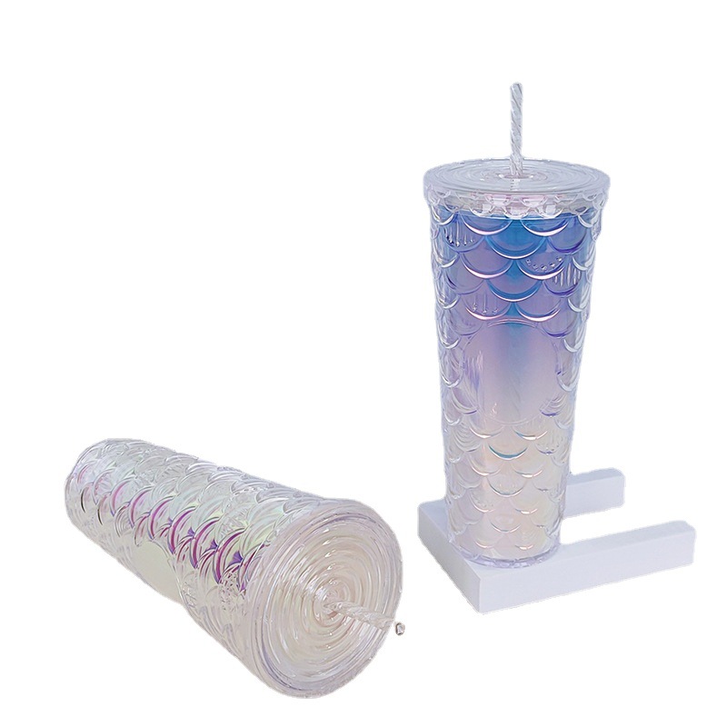 New Fish Scale Cup Double Straw Cup 700Ml Large Capacity Only For Foreign Trade Export Only For Foreign Trade Export Only For Foreign Trade Export Only For Foreign Trade Export Only For Foreign Trade Export Only For Foreign Trade Export Item Picture