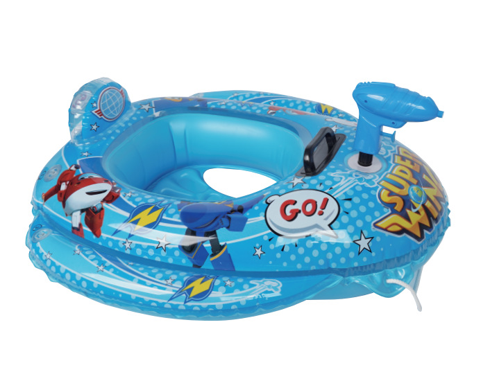 跨境水上充气玩具卡通图案水枪座圈户外水上亲子互动玩具喷水艇