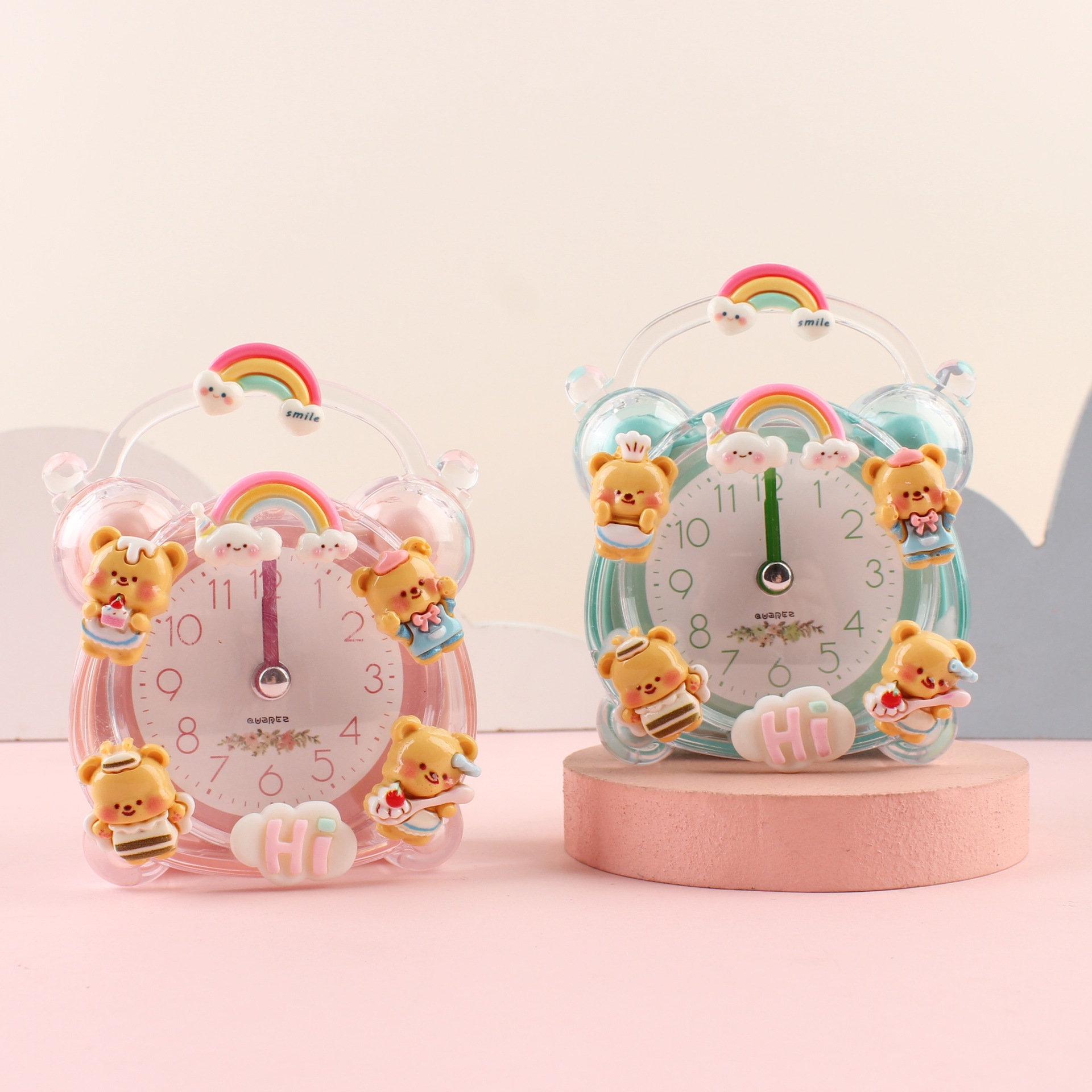 Transparent Crystal Alarm Clock, Student Electronic Alarm Clock, Bedroom Bedside Night Light, Small Alarm Clock, Digital Cartoon, Children's Cartoon Specification drawing