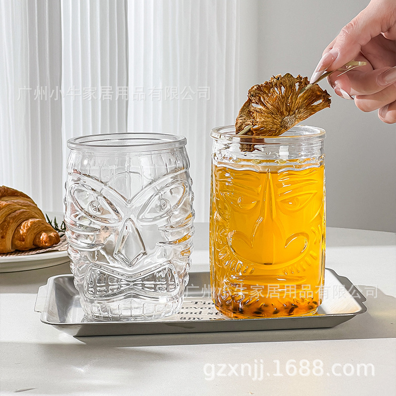 Creative beverage sparkling water cup, tiki cocktail glass, Big nose totem whisky, Ghost face cup, Halloween