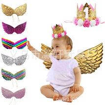 跨境 一周岁生日派对装饰天使AB布烫金尺寸 儿童公主翅膀