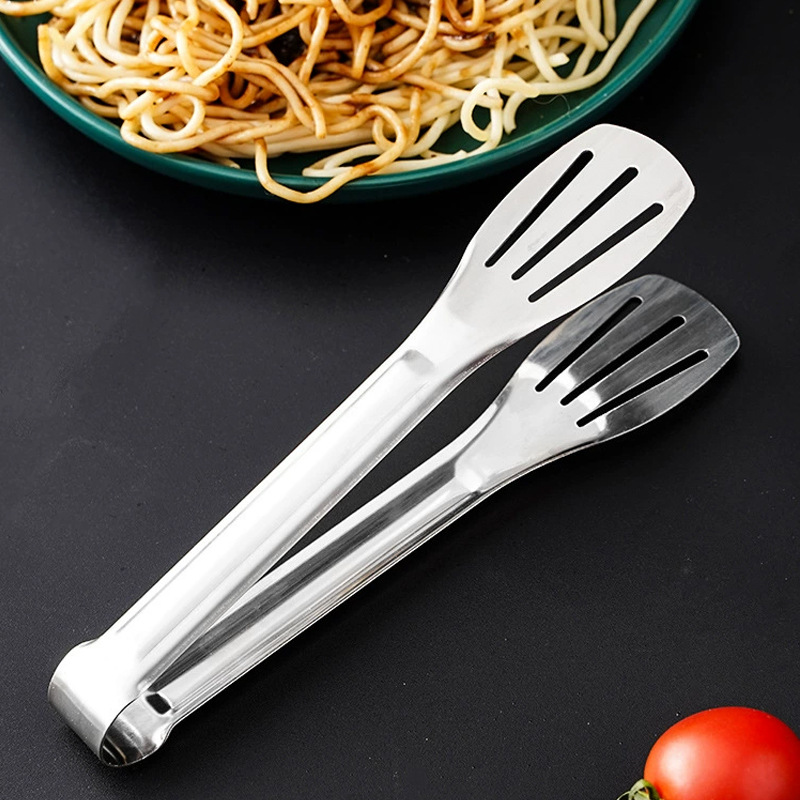 Kitchen food tongs, stainless steel three-wire barbecue tongs, household bread tongs, thickened food tongs details Picture