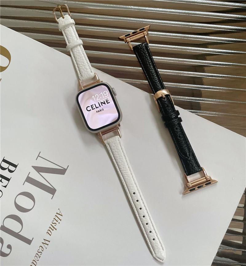 适用applewatch表带女款感皮质se苹果手表iwatchs7/6/5/4/3/2