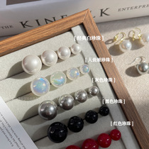 Pearl studs small grey large pearl studs earrings ins silver needle earrings pearl earrings high-grade sense wholesale