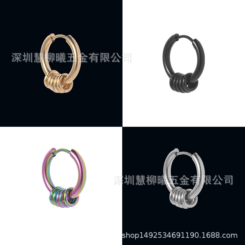 Japanese and Korean version men's ear studs, trendy single individual, street titanium steel ear studs, men's ear studs with ear holes, female student earrings Application Scenario
