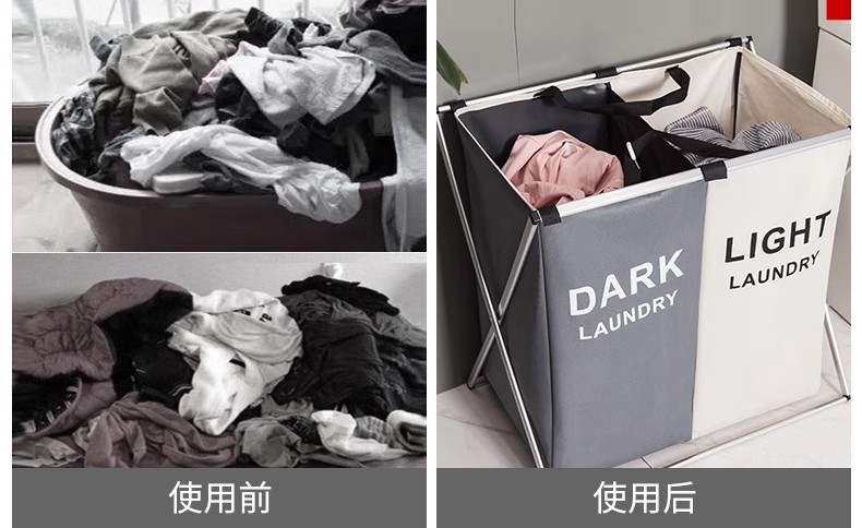 铝管脏衣篮牛津布可折叠脏衣框手提脏衣服置物收纳篮防水脏衣篓详情6