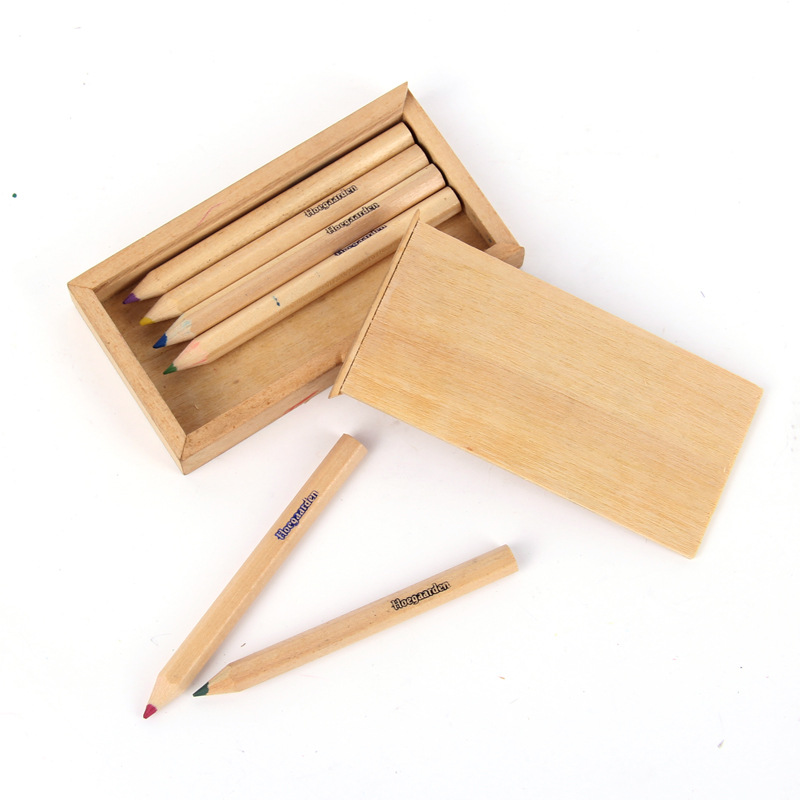 木盒彩铅可定制 酒店礼品木盒12色彩色铅笔 原木色彩色铅笔详情图5