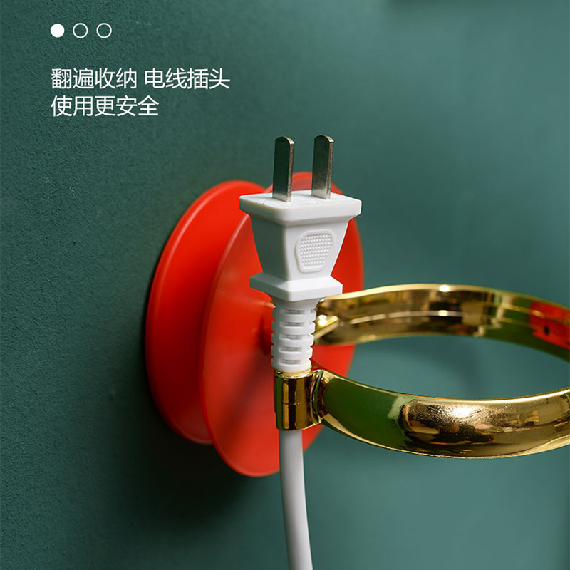 Light luxury non-perforated hair dryer stand, home bathroom air duct storage rack, seamless storage rack, wall-mounted hair dryer stand details Picture