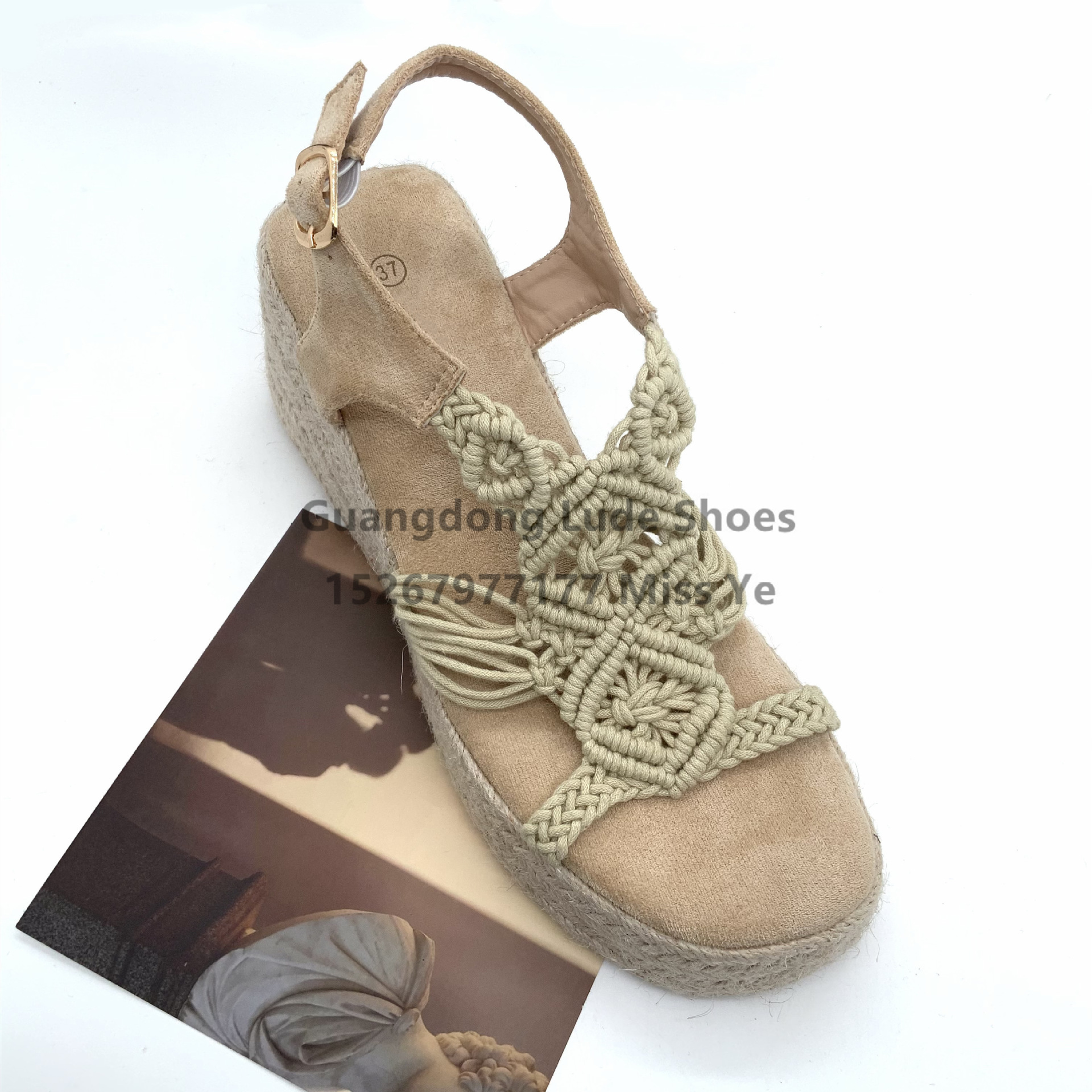 Platform Wedge Sandals 2022 New Straw Braided Sandals Increase Casual All-Match Sandals For Women Guangzhou Women's Shoes Craft Shoes