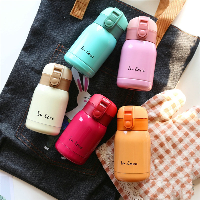Goodluck Compact cute Mini thermos Cup Children's portable Creative Pot Belly Water Cup Pocket cup Inlove