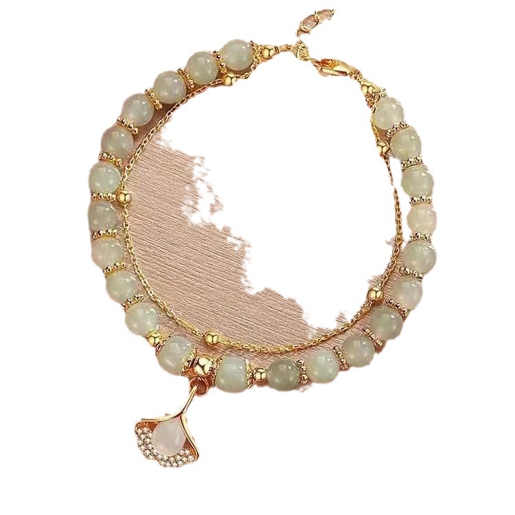 Three lives have apricot meet you double apricot leaf bracelet female light luxury niche 2023 new life year gift to girlfriend Item Picture