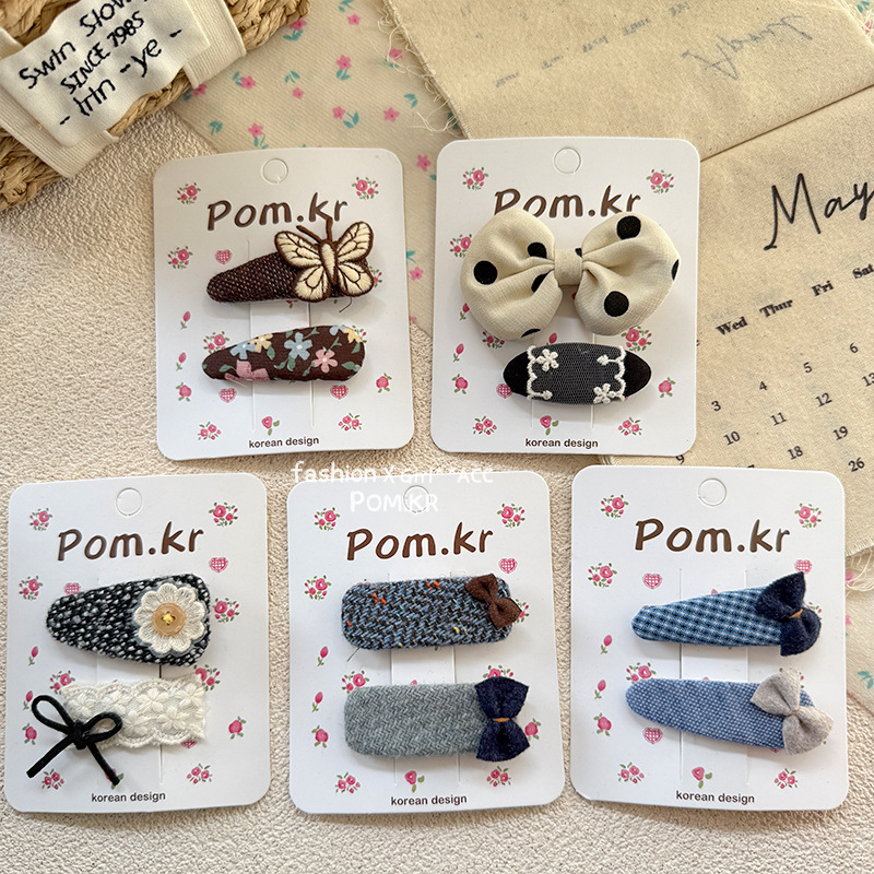 Korean-style fashionable, simple and high-end polka dot handcrafted fabric bow BB hair clip, cute and versatile hair accessory for girls details Picture