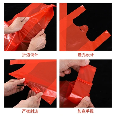Early Packing Bag Red Fried Dough Bag Wholesale Disposable Soy Milk Packing Bag Long Plastic Breakfast Bag