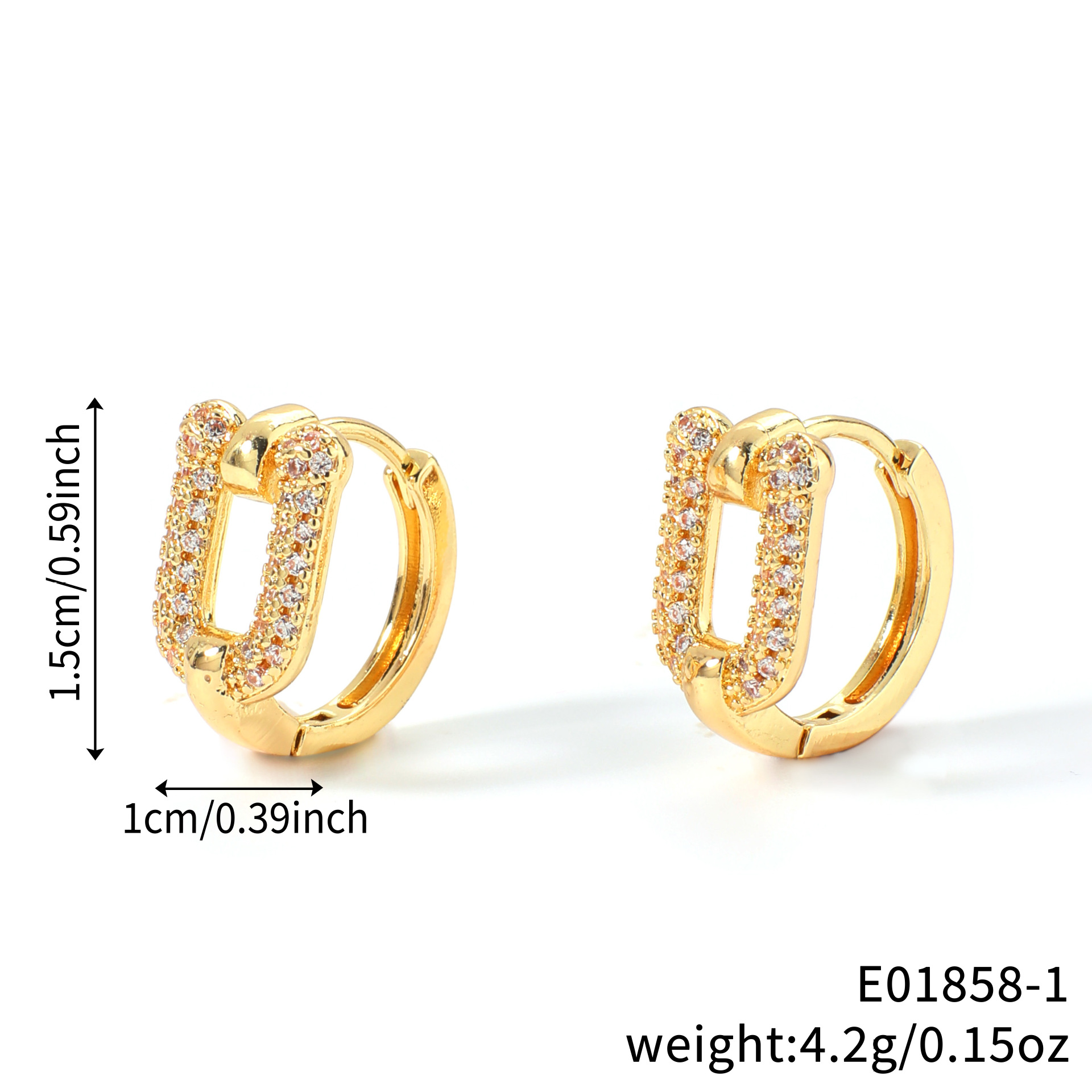 Kashi's new autumn European and American D-shaped buckle design with ring zircon geometric ear buckles is a Valentine's Day birthday gift Item Picture