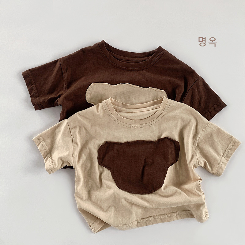 Cute Bear ~ New children's short-sleeved T-shirts 2022, Korean-style pure cotton tops for boys and girls, versatile and casual style for kids and babies