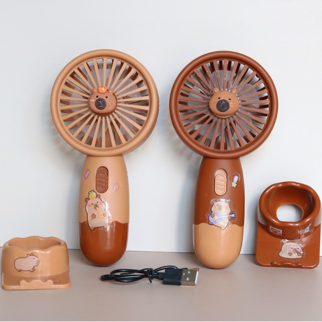 Foreign Trade Cross-Border Kapibala Handheld Fan With Base Usb Charging Portable Small Fan Mini Fan Application Scenario