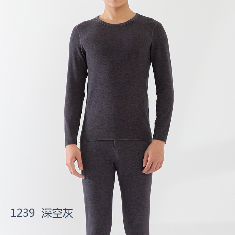 秋冬季男士德绒保暖内衣套装加厚羊绒蚕丝保暖家居服秋冬保暖底衫