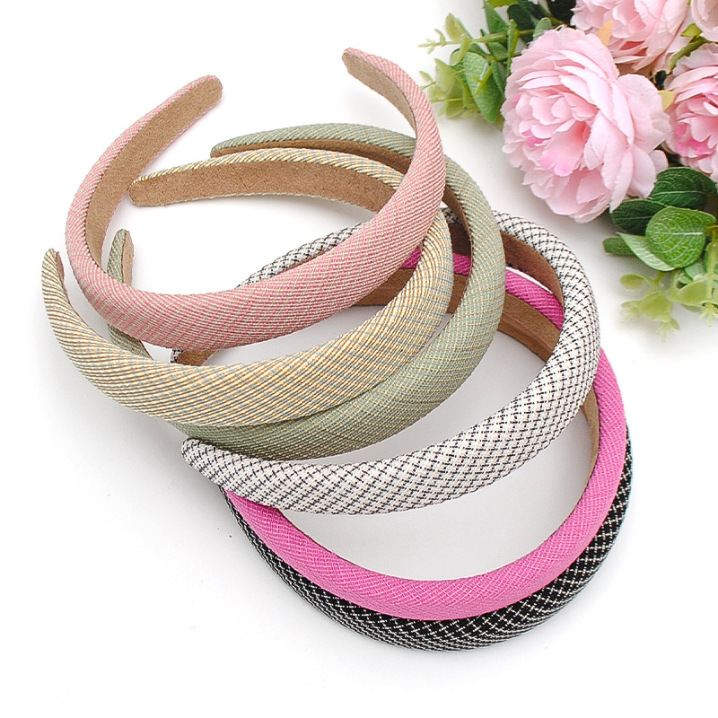 Vintage French Small Fragrance Wide Edge Sponge Headband Small Checkered Increase Cranial Top Autumn And Winter Out Pressure Hair Accessories Headband Female