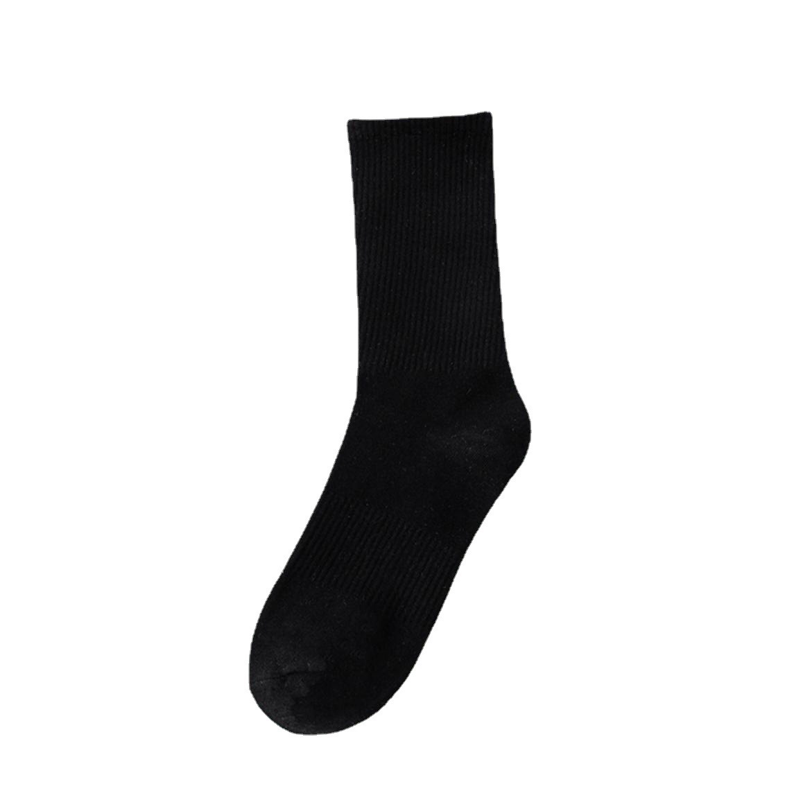 Spring and autumn socks breathable, sweat-absorbing, deodorizing, men's and women's ins black and white solid color mid-top high top couple boat socks cotton socks wholesale Item Picture