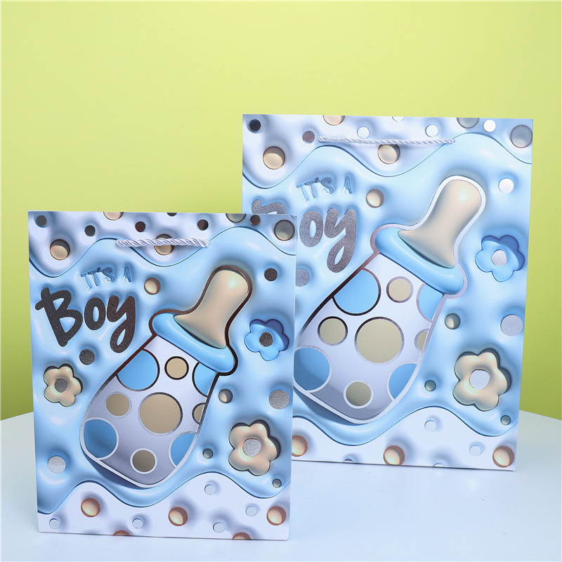 baby series white card handbag, mother and baby store souvenir gift bag, children's quality shopping bag, baby packaging paper bag Application Scenario