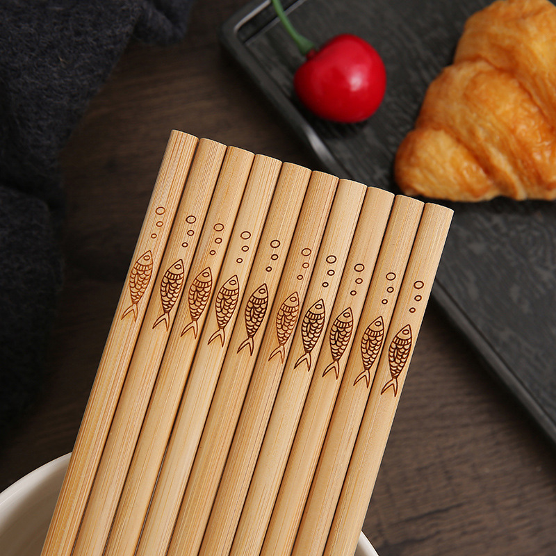 Natural Bamboo Chopsticks Home Chinese Fast Child No Paint No Wax Solid Wood Family Chopsticks Non-Slip Set Chopsticks Serving Chopsticks Specification drawing