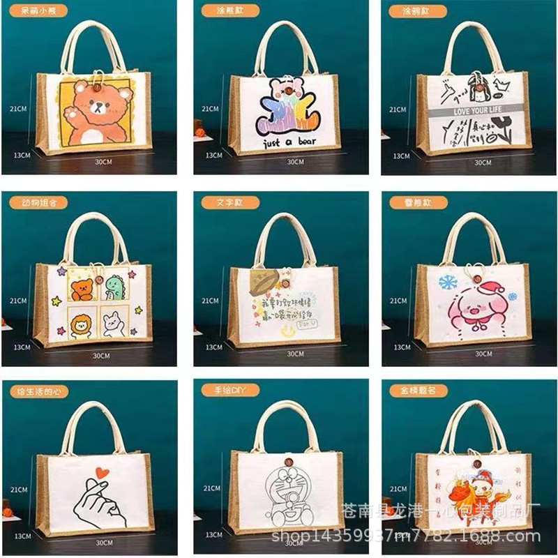 muji MUJI linen bags diy laminated canvas bags custom-made painting yellow linen advertising gift bags Application Scenario