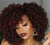 A wig for women with fluffy black small curly hair, short curly hair from Europe and America, and synthetic fiber hair details Picture
