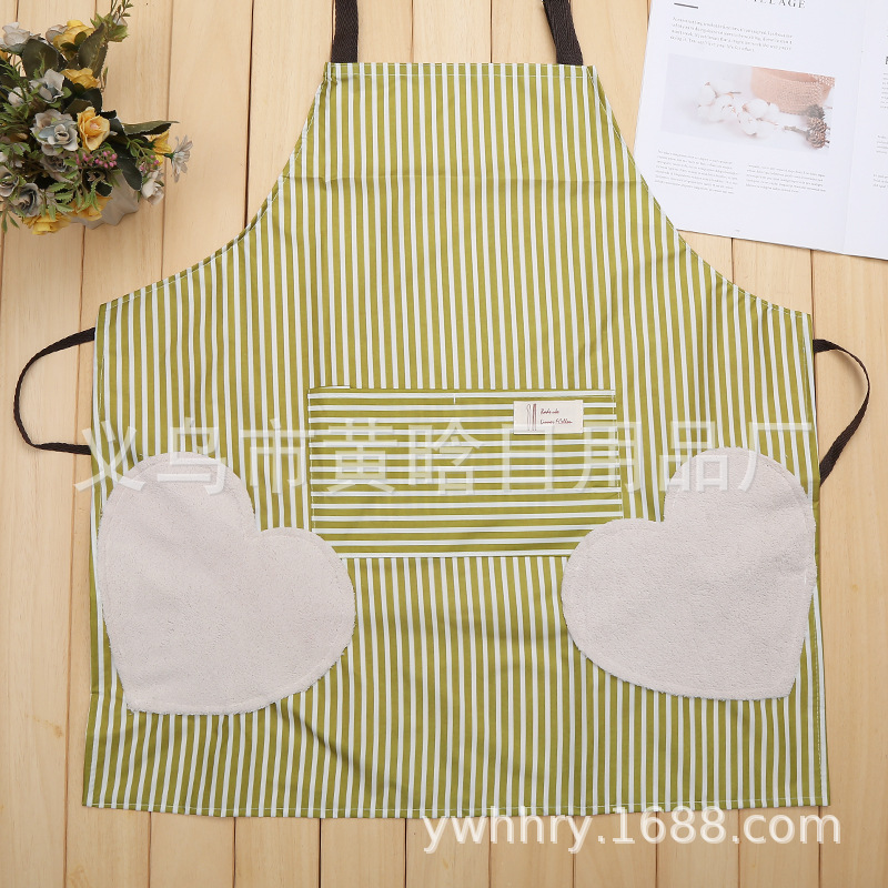【 Hold Jia 】 Solid Color Striped Kitchen Household Cleaning Love Can Wipe Hands Apron Can Be Adjusted Sling Gift Advertising Application Scenario