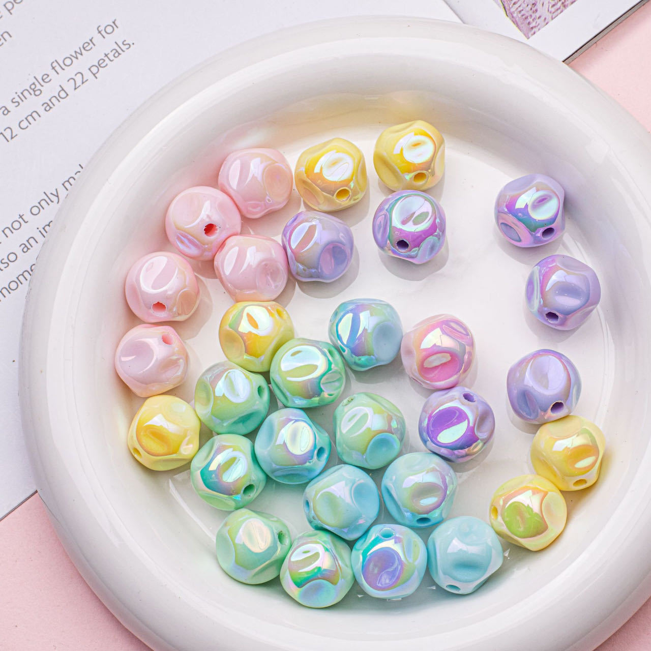 Solid color ab color-coated acrylic FIG straight hole loose beads mobile phone chain diy jewelry handcrafted bead material wholesale Specification image